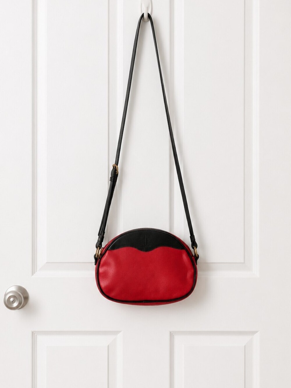 LESLIE FAY Two-Tone Red & Black Crossbody Bag. Like New.